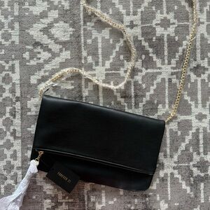 NWT Black Gold Forever 21 Crossbody bag Clutch Purse Removable Chain